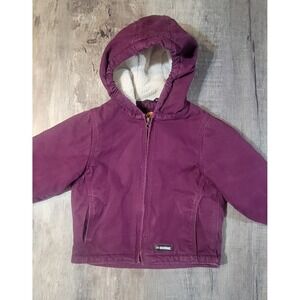 Berne Canvas Sherpa Lined Toddler 4T Jacket Purple Hooded‎ Coat EUC